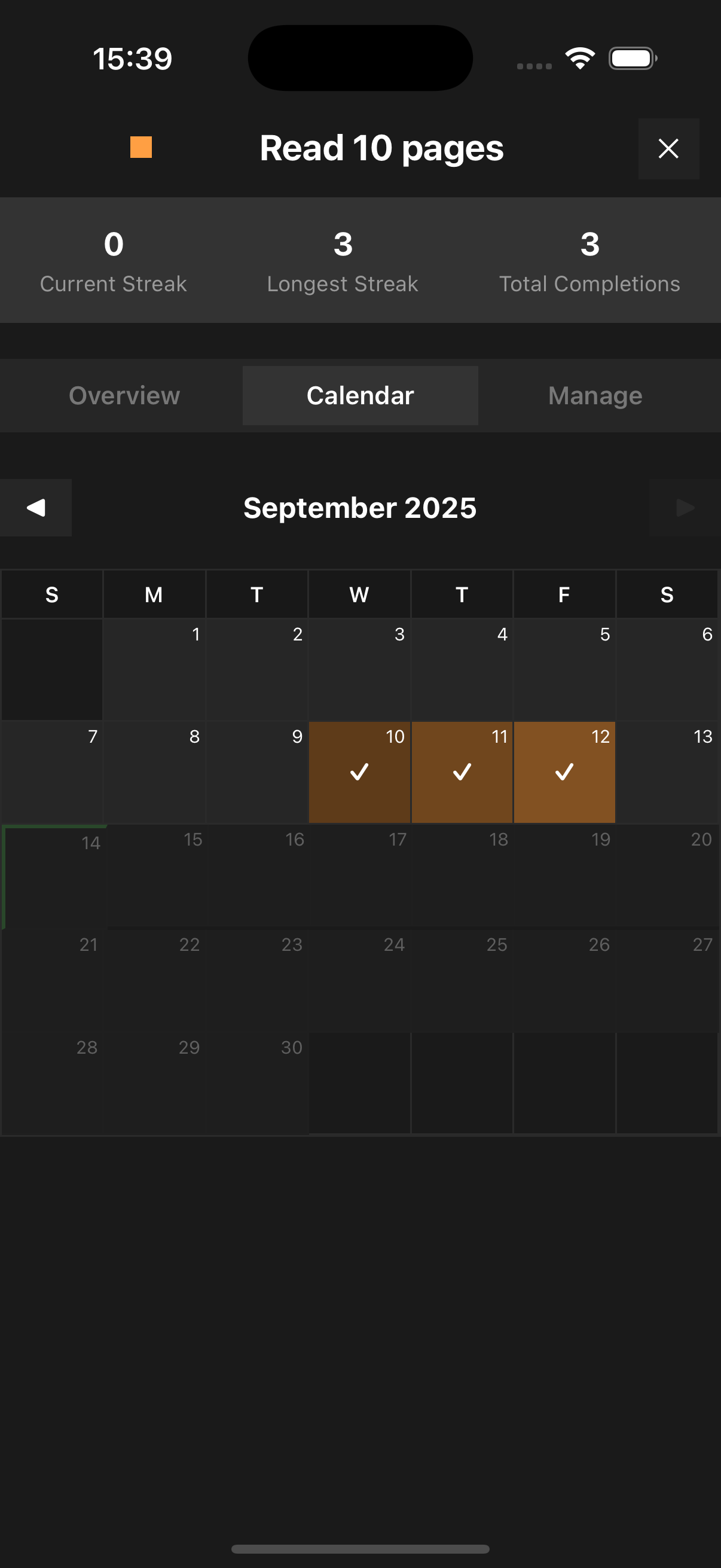 Monthly calendar